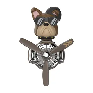 Cute Bear Head Shaking Mini Plane Car Vent Aromatherapy Rotating Diffuser Fresh Long Lasting Auto Air Outlet Perfume