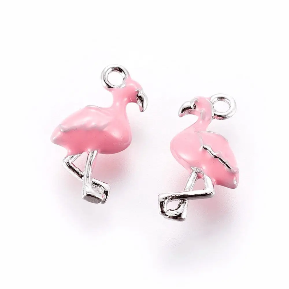 18K GOLD PLATED Gold or Platinum Plated Silver Flamingo Charm (16MM x 10MM)