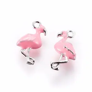 18K GOLD PLATED Gold or Platinum Plated Silver Flamingo Charm (16MM x 10MM)