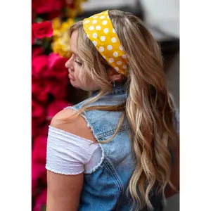 Tie Headband - Golden Yellow Polkadot