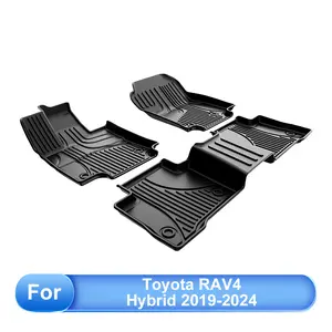 【summervibes 】AOMSAZTO 3Pcs Floor Mats Floor Liners Fit for Toyota RAV4 2019-2025 (Not Fit Hybrid): All Weather Automotive Floor Mats - 1st & 2nd Row Full Set Rubber Floor Liners - Anti Skid Car Mats
