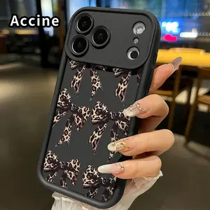TPU Phone Case for iPhone 17 Pro Max 16 15 14 Plus 13 12 Mini 11 XR X XS Air E Leopard Bow Design Pattern Pocket-Friendly Shockproof Silicone Protective Soft Smartphone Casing