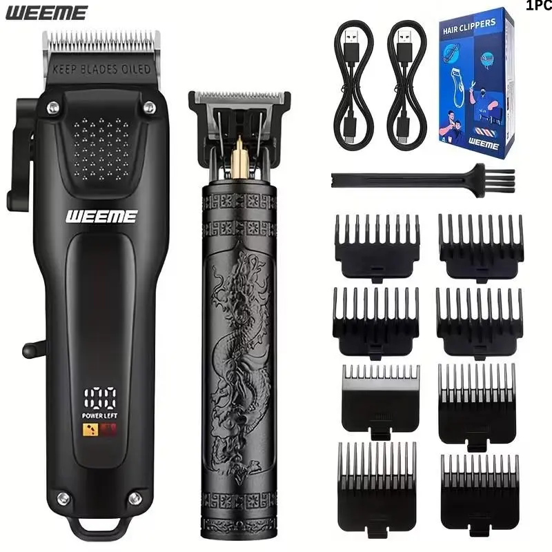 WEEME 2pcs/3pcs Grooming Kit Electric Hair Clipper + Beard Trimmer + Shaver + Nose Hair Trimmer, Cordless Hair Clippers, Cordless Trimmers, USB Rechargeable with LCD Display | Perfect Gift for Dad, Husband, Boyfriend (Father's Day/Birthday)