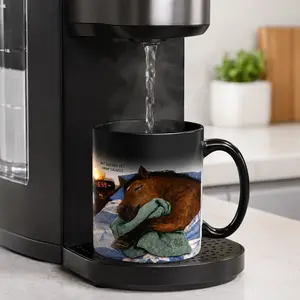 11oz Magic "Sleeping Horse" Heat-Changing Ceramic Mug - Coffee Mugs, Colorful Character, Character Design, Cute Novelty, Ceramic Refinement Kitchen Drinkware, Color-Reveal Cup, Funny Morning Gift for Coffee Lovers, Office Desk Decor, Colorful Character Mu
