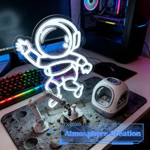 Astronaut Neon Night Light - USB Powered Plug-and-Play Neon Glow Decor - Space Themed Bedroom, Indoor Use, Ideal for Gifts
