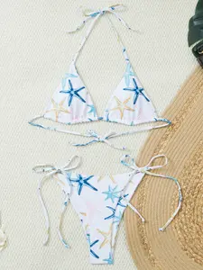 Women's Bikini Set, Starfish Print Sexy Swimsuit, Beachwear Swimwear, Tropical Print Swimsuit, Sea Fancy Swimsuits, Comfortable & Stylish Design, Perfect for Summer