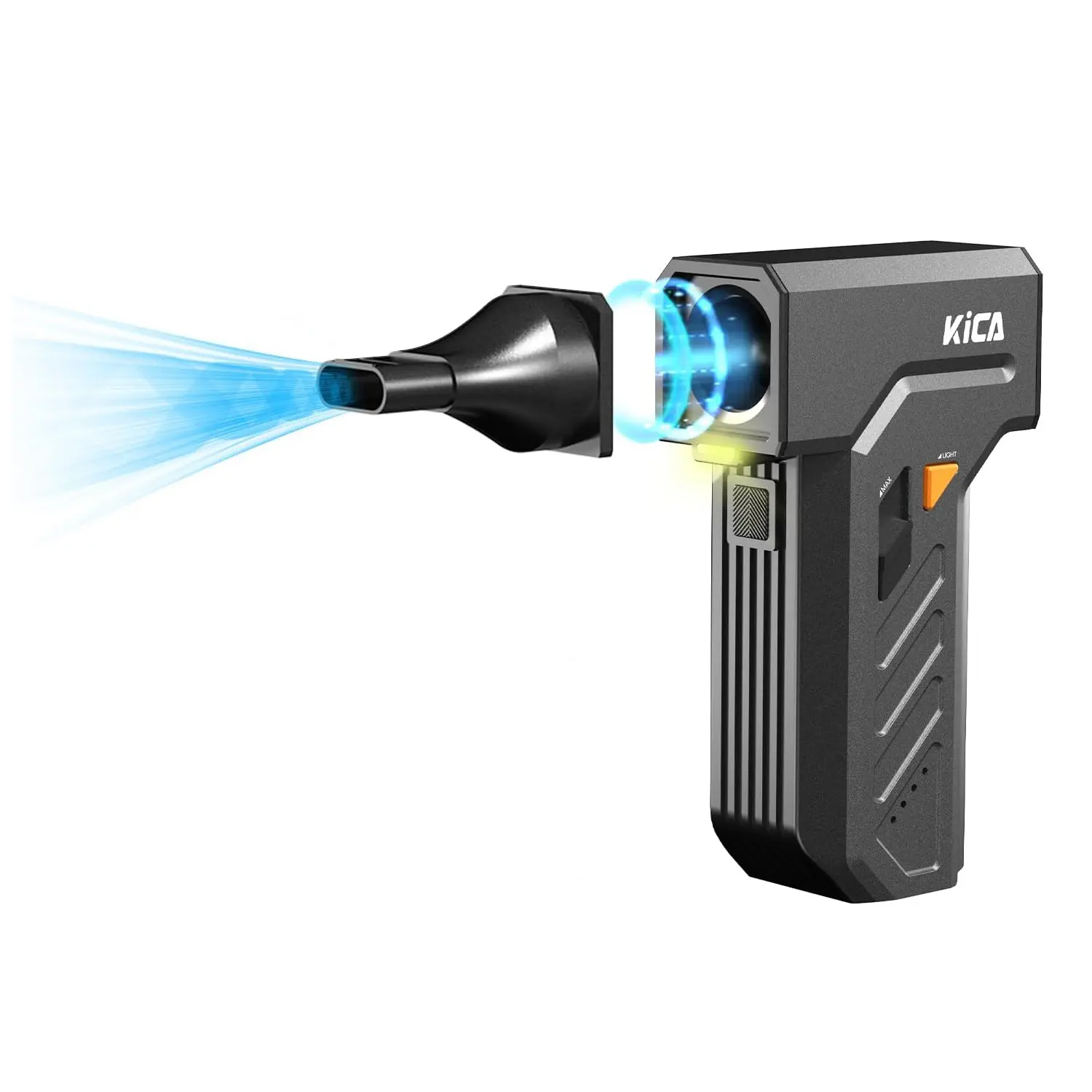 KiCA JetFan Ultra Cordless Electric Air Duster with LED Light - 130000 RPM Brushless Blower, Stepless Speed Control for Computer, Keyboard, Car