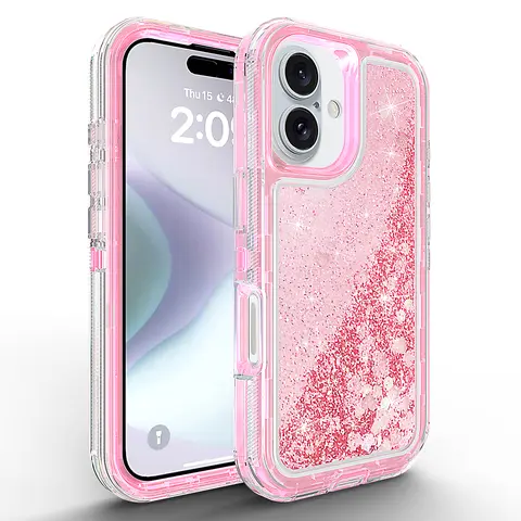 Liquid Glitter Floating Bling TPU Smartphone Casing - Shockproof Protection Accessories with Dustproof Plug, Sparkle-on-Shake Feature for iPhone 12-17 Pro Max