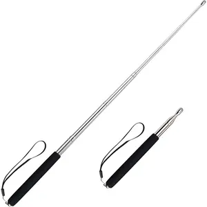 Retractable Teacher Pointer Stick with Smooth Sensitive Stylus Tablet Pen, for Classroom Teacher Coach Presenter, Black with Lanyard