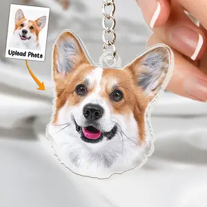 Personalized Pet Photo Acrylic Keychain, Personalized Pet Face Keychain, Custom Dog Sympathy Gift, Pet Bereavement Gift, Dog Loss Gift
