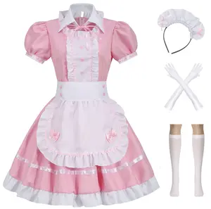 Women's Anime Cosplay Outfit Adult Pink Maid Apron Fancy Dress Womenswear Accessories halloween costumes Fitted plus size cute fursuit