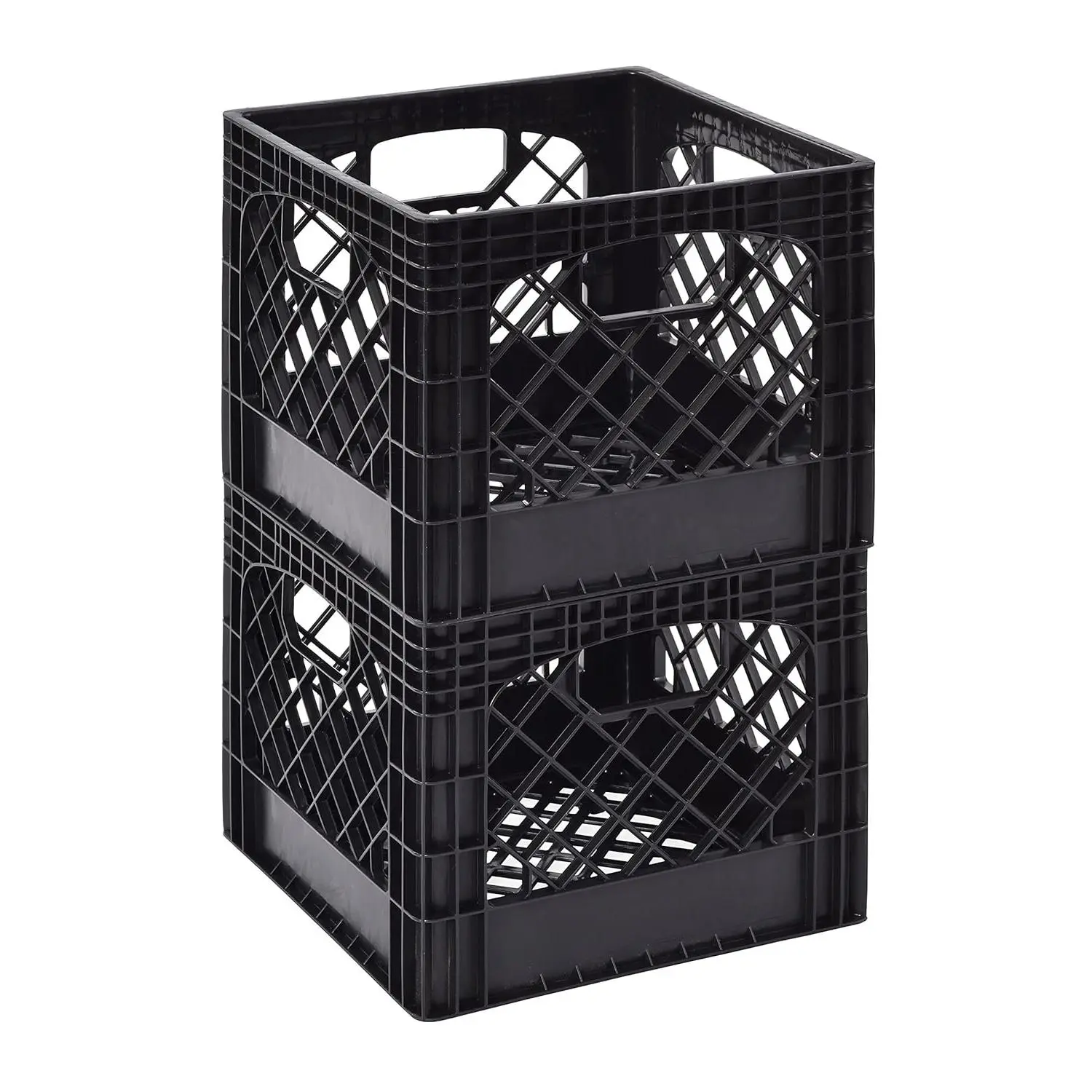 Muscle Rack MK131311-B2PK 2-Pack Black Plastic Rectangle Organizer Storage Crates, 11"x13"x13" Heavy-Duty Freestanding Boxes for Home & Garage Organizing, Set