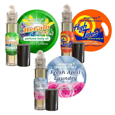 MOBETTER FRAGRANCE OILS Laundry Day Body Oil Perfume Set, Regain, High Tides, & Fresh April Laundry Body Oil