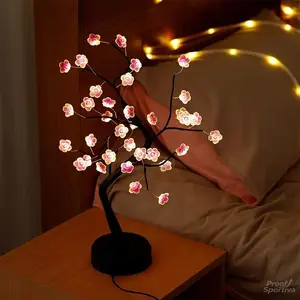 Cherry Blossom Tree Light and Pearl Light, 18 inches, 36 LED Bonsai Tree Light, Battery/USB Powered, Japanese-style Decorative Night Light, Suitable for Bedrooms, Home Creative Decoration, Festival Lights