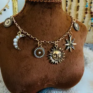 Vintage Star Moon Sun Layered -Necklace