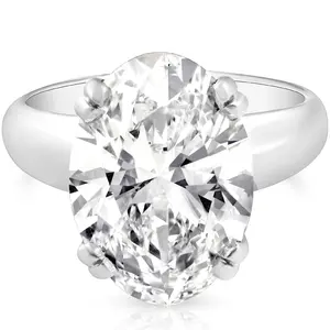 9 1/2 CT Oval Moissanite Solitaire Engagement Ring Heavy White Gold Wide Setting