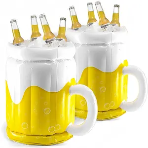 Inflatable Beer Mug Cooler, Portable Ice Bucket, Inflatable Drink Chiller, Beach Pool Party Beer Cooler, Outdoor Picnic Bar Accessory, Ice Storage Tub for Bottles and Cans, Summer Party Essential, Floating Pool Cooler, Funny Inflatable Party Supply