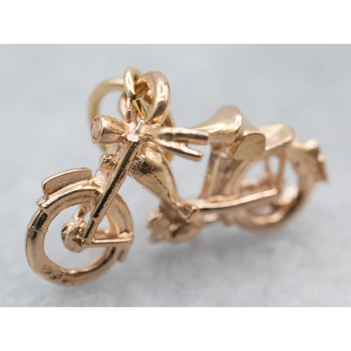 Detailed Gold Motorcycle Charm