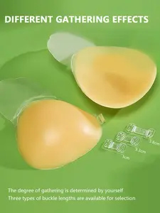 Silicone Push-Up Bra Nipple Covers, Invisible Strapless Breast Lift Pads, Anti-Slip, Moderate Support, All Seasons, Casual Style