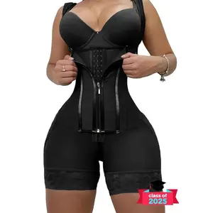 Women's Solid Color Zipper Corset Shapewear Romper, Tummy Control Shaper, Highwaist Girdle, Women's Shapewear for Daily Wear, Highwaist Girdle