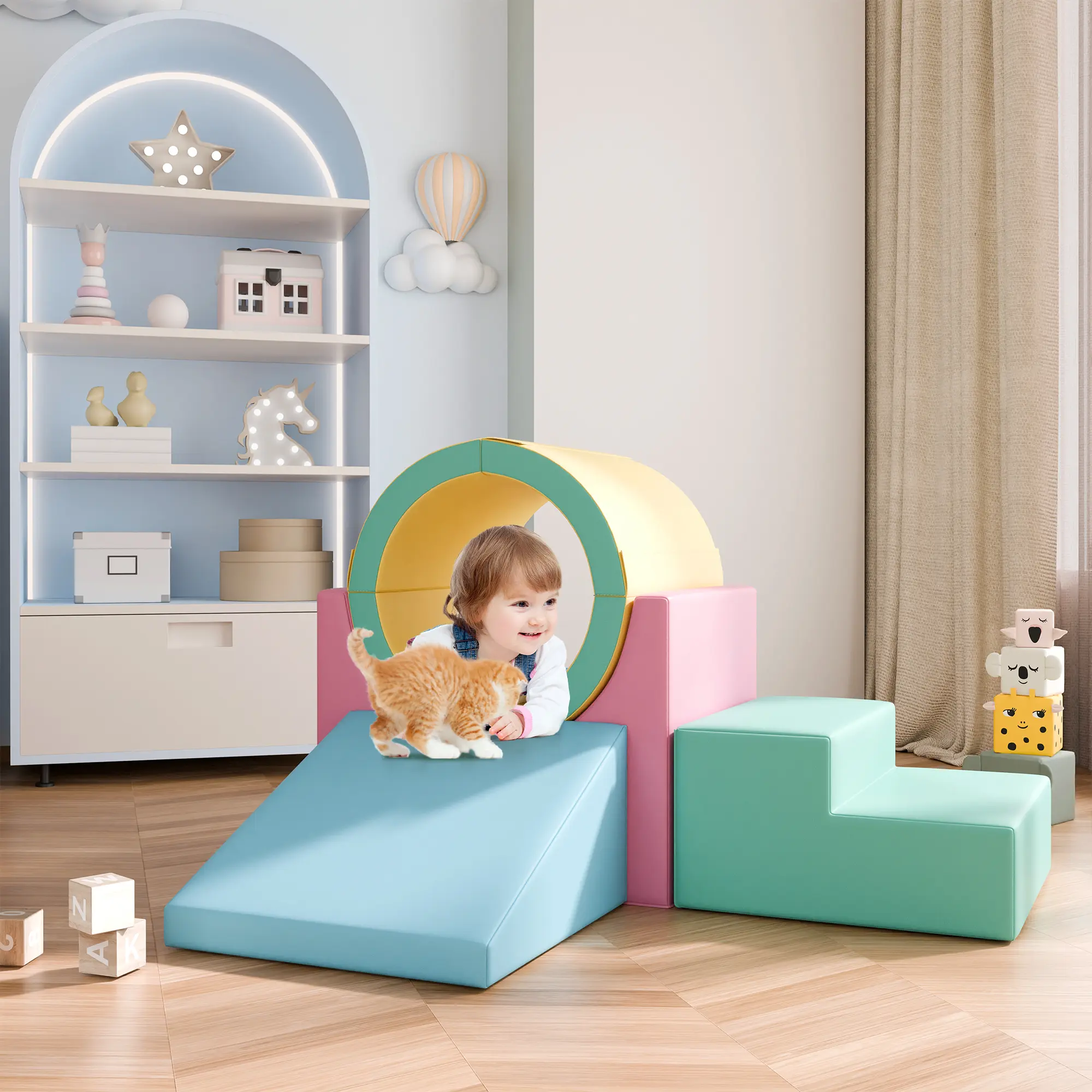 Christmas gift idea,Topwin Modular Play Couch & Climbing Blocks – Multi-Functional Fun for Play Areas Toys Nursery
