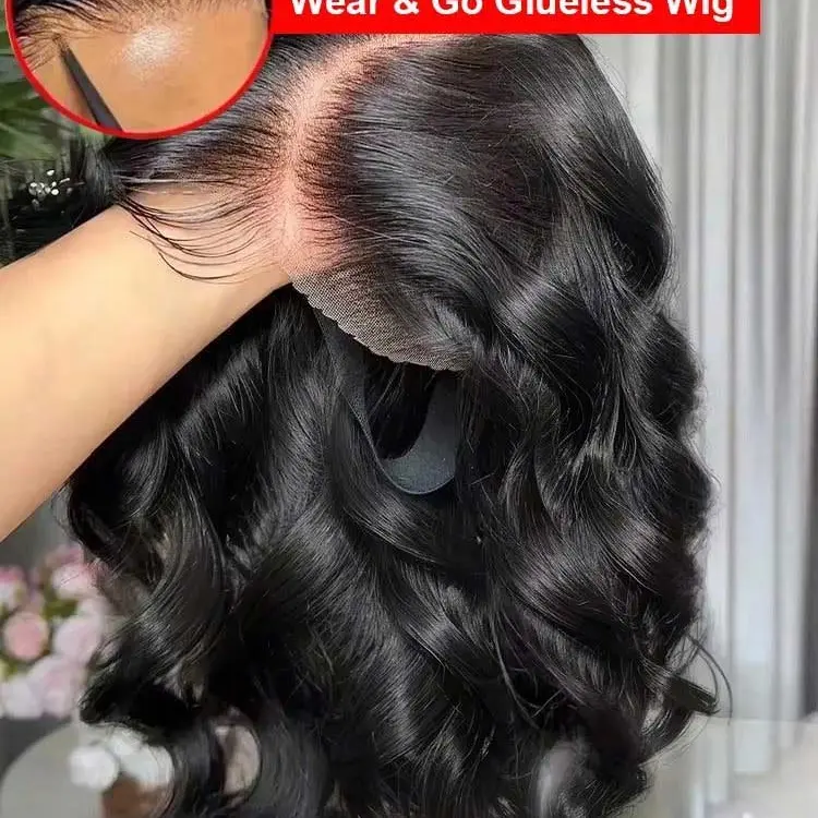 Body Wave Glueless Wigs Brazilian Pre Cut 13X4 Drawstring Glueless Hd Lace Wigs 14-36 Inches 6X4/5x5 Lace Closure Human Hair Wig For Women Pre Plucked Real Human Hair Ready To Wear Wig 180 Density, Lace Frontal Wig, Glueless Wigs Human Hair