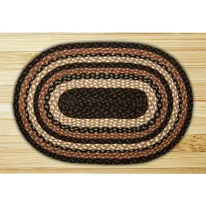 212 MAIN Capitol Earth Colors Jute Fiber Rug - 02-313 Mocha-Frappuccino, Fire Retardant Hearth Safe, Handwoven Natural Weave, Braided Look Oval Shape, Indoor Use Fireproof Rug