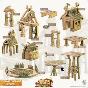 3D Printed Cast n Play Modular Dragon's Hall Vikings Village Set 28mm 32mm D&D