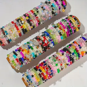 4pcs/12pcs Bohemian Multi-color Glass Bead with Spider Charm Matching Couple Bracelet Set - Cute & Fashion Accessories, Ideal for Holiday Halloween Party Occasion Gift & Best Friend Present Bracelet Packs