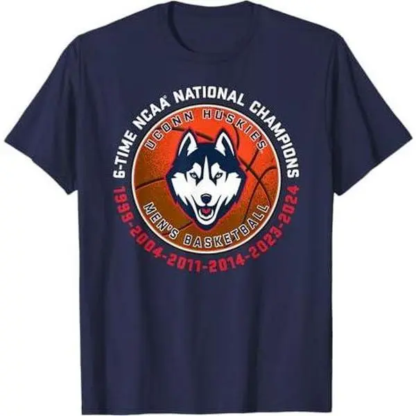 Connecticut Huskies National Champs 2024 Basketball 6-Time T-Shirt