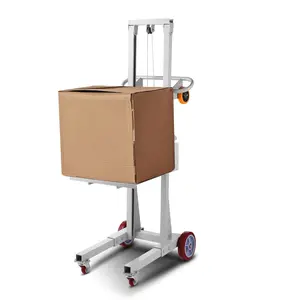 Summervibes VEVOR Material Lift Winch Stacker, 400 lbs Capacity Pallet Truck Dolly, 51.1 in Max Lifting Height Manual Winch Stacker, Multifunctional Manual Pallet Truck Stacker with Wheels and Adjustable Plate