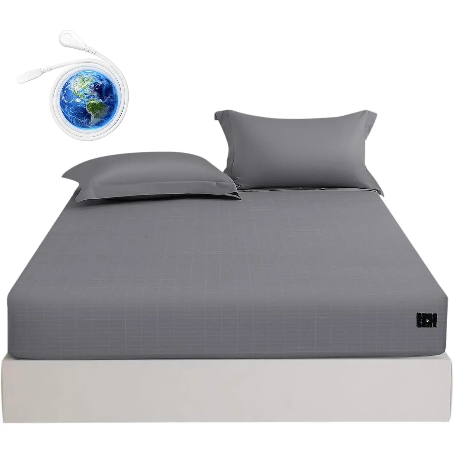 Grounding Sheets Full XL  Cotton for  Sleep , Deep Pocket Grounding Fitted Sheets Includes Grounding Cord (Gray, Full XL -54"x80"x14")