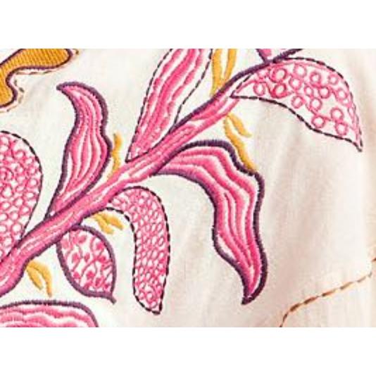 Embroidered Poly Linen Woven Dress -V Neck