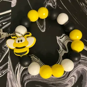 Bumblebee silicone beaded keychain