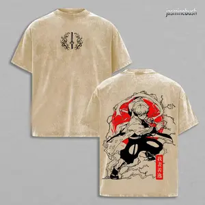 Zenitsu Agatsuma T-Shirt – Demon Slayer Washed Oversized Anime Tee