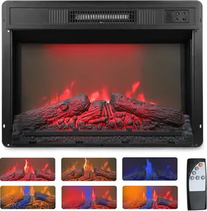 Royalcraft L 23 Inch Electric Fireplace Insert for TV Stand, Recessed Mounted Fireplace Heater with 3D Multicolor Flames and Timer, 1400W Free Standing Heater with Remote Control, Low Noise, Black
