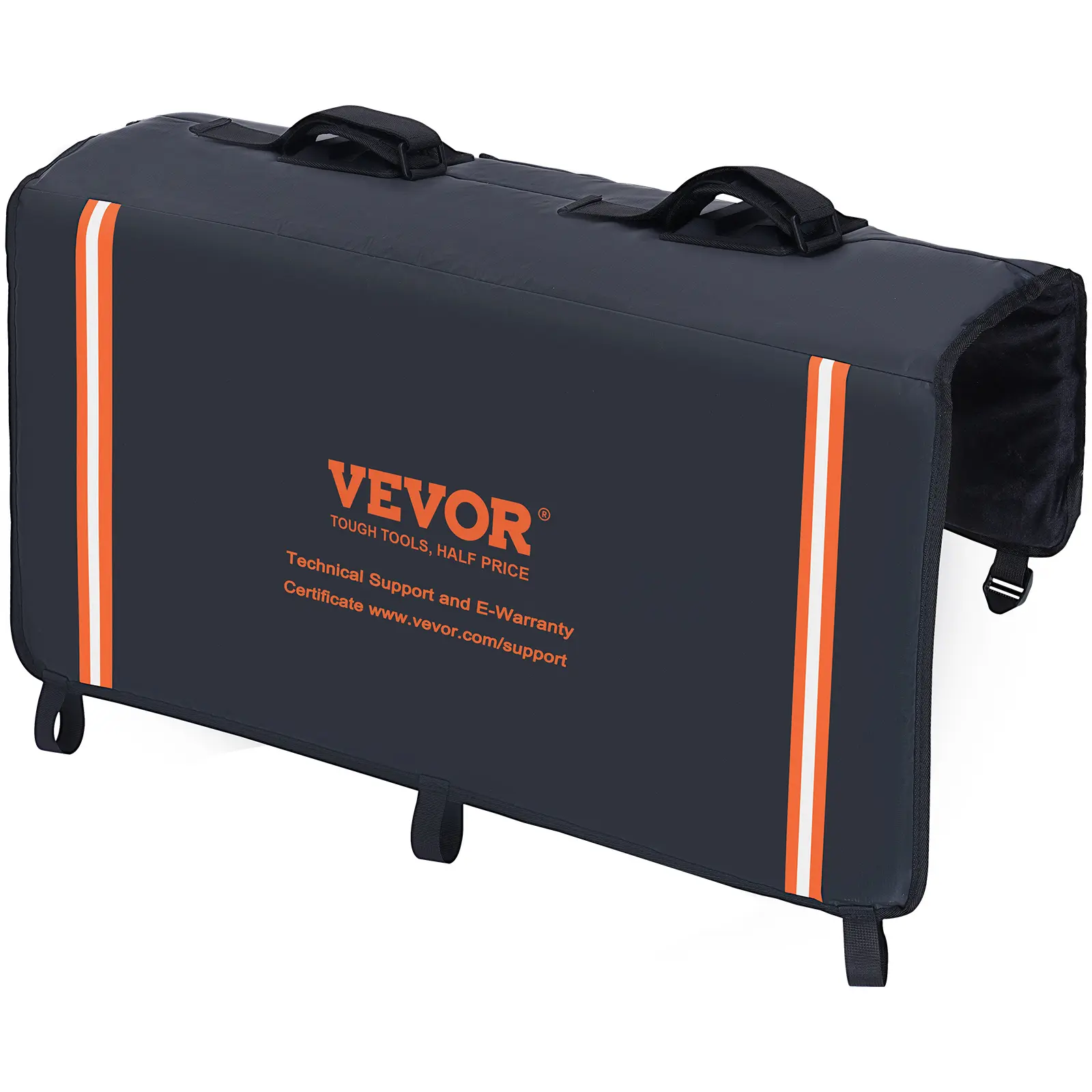 VEVOR 33.1 in Truck Tailgate Bike Rack Pad, Universal for Small Pickup Trucks, 2-Bike Utility Design, Waterproof PVC 3-Layer Construction, Reflective Strips, Tool Pocket to Organize Your Tools, Velcro, Crystal Velvet Impact Absorption Protection