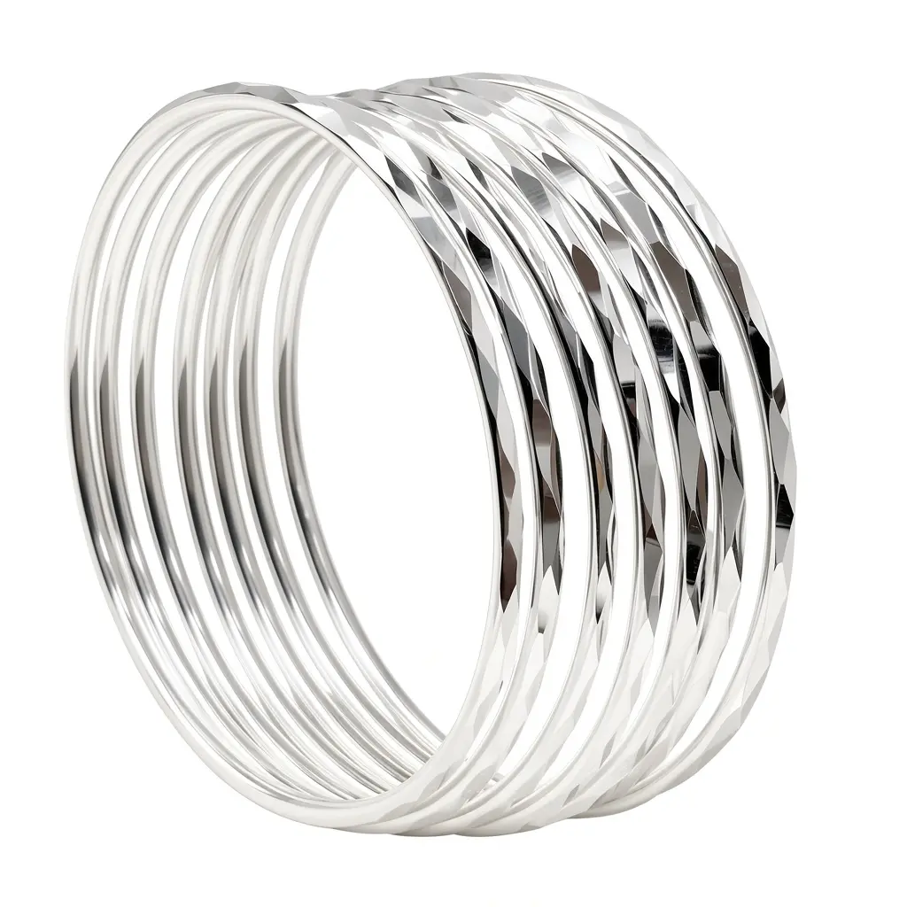 Women's 7-Piece Set of S925 Shimmering Multi-Faceted Stackable Bracelets—The Perfect Birthday or Anniversary Gift