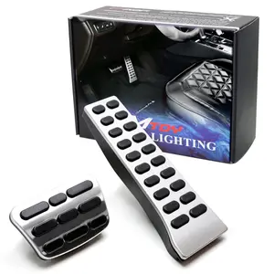 iJDMTOY 2pc Track Racing Style Silver Aluminum Gas/Brake Pedal Cover Set For Kia Stinger/K7 Optima/K5 Sorento Sportage, For Hyundai Sonata Santa-Fe Tucson Palisade