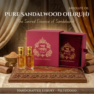 Pure Mysore Sandalwood (Santalum album) Ruh Absolute Oil – Natural Perfume Oil, Alcohol-Free, Aromatherapy, Unisex Fragrance