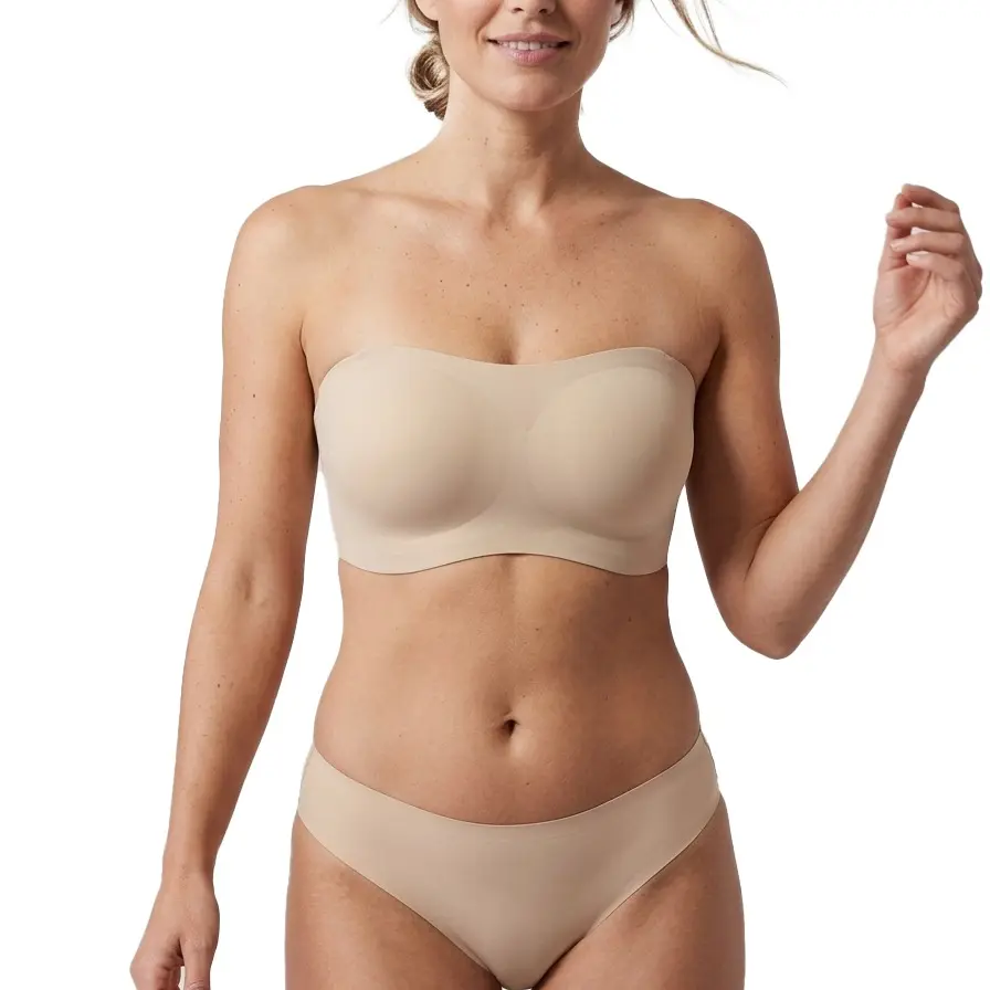 Ausppli  Womens Strapless Bras Push UpBandeau Bra Non Slip Wireless Supportive PaddedBras Seamless Comfortable Tube Jelly Bra
