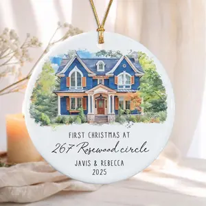 Custom New Home Photo Ornament 2025, Personalized Christmas House Picture Keepsake, First Home Housewarming Gift, Trending Realtor Closing Gift