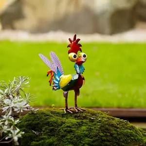 Metal Strange Bird outdoor statue, multi-color animal art yard decoration, tabletop ornament statue decorative crafts for lawn and indoor living room, dining room, office, desk. Art Decoration