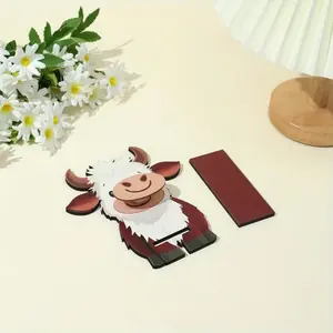 Wooden Highland Cow Eyeglass Holder & Fashion Display Stand, Cute Animal Design, Durable Wood Structure, Home Office Decor Gift