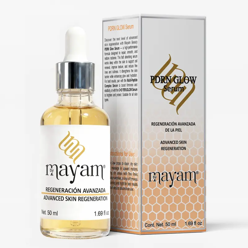 Mayam Beauty PDRN Glow Serum 50 ml 1.69 fl oz Advanced Formula with PDRN Hyaluronic Acid & Peptides for Cell Regeneration & Skin Brightening Anti-Aging