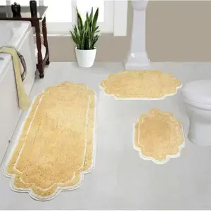 Simple Colorful Sheepskin Look Three-Piece Rug Set, Absorbent Bathroom Mat, Stain-Resistant Entryway Foot Pad, Versatile Home Decor