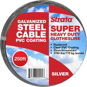 Duty Clothesline – 250 FT Rustproof & PVC-Coated Clothes line Wire, Gentle on Laundry, Easy to Install, Cable – Perfect for Drying (Silver