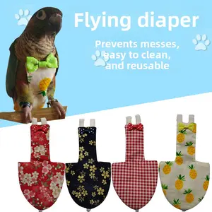 4Pcs Bird Diaper Reusable Flight Suit for Parrot Conure Cockatiel Lovebird, Washable Bird Poop Pants for Small Medium Birds
