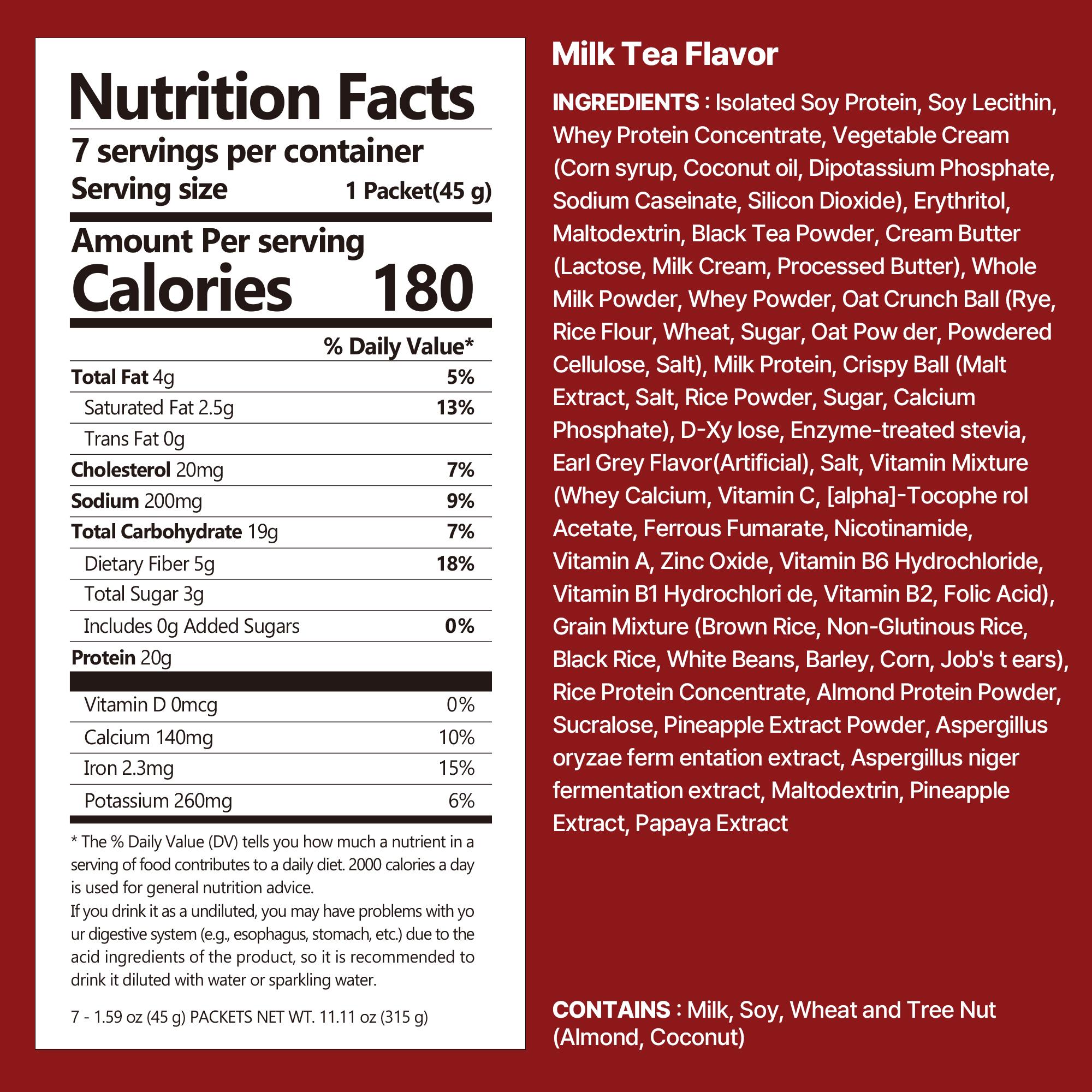 [Fullight Official] Flimeal Crunchy Protein Powder, 20~22g Protein, Low Sugar Keto-Friendly On-the-Go-Pack of 7, Meal Replacement, Easily Digestible Preworkout Drink