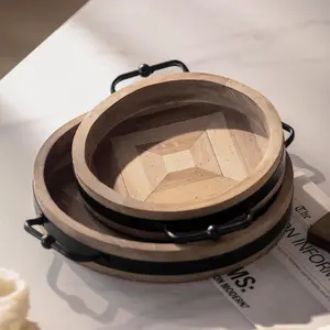 Wooden Tray with Handle, Vintage Color Decorative Tray, Snack Tray, Cake Tray, Drink Tray, Tea Tray, Party Supplies, Coasters